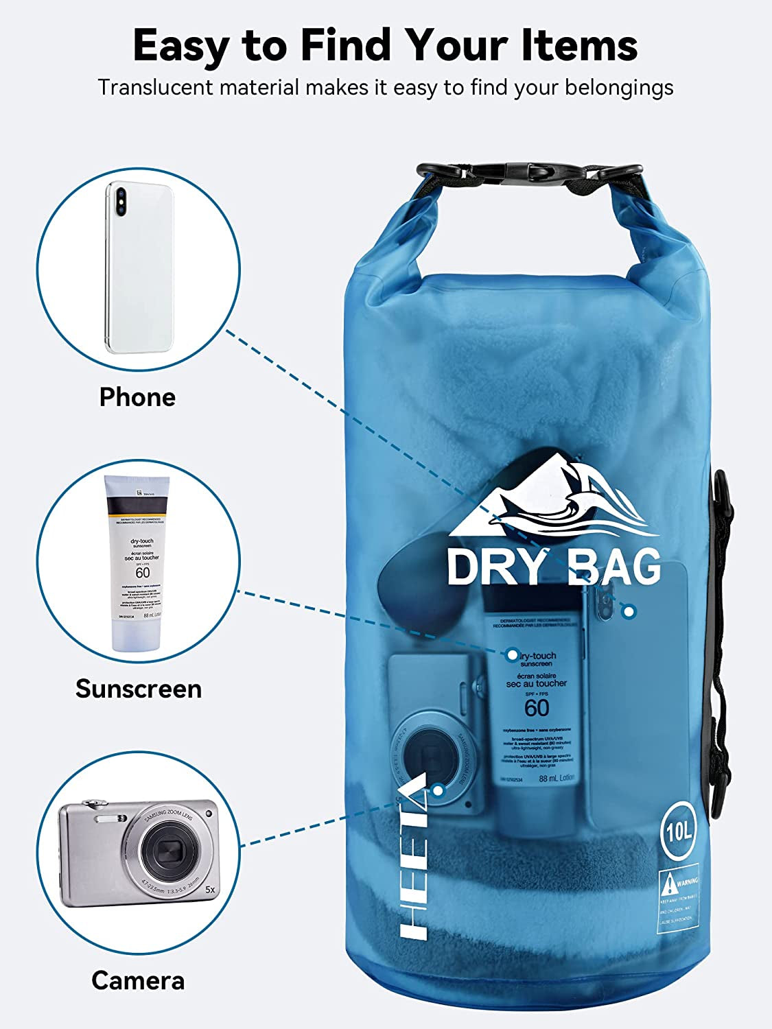 Dry Bag Waterproof Backpack with Phone Case 5L/10L/20L/30L/40L