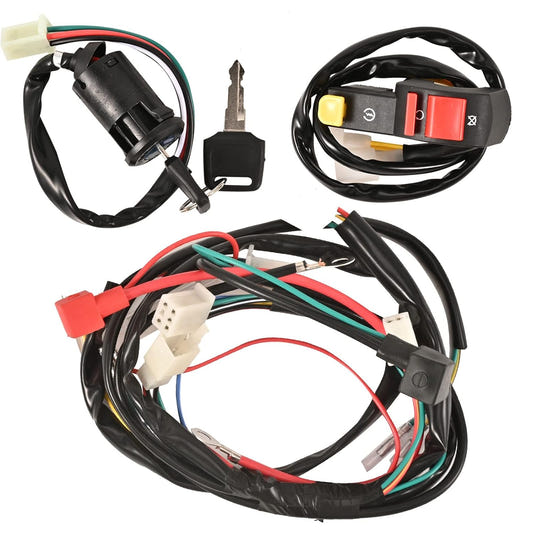 Full Wiring Harness Loom Solenoid Relay Spark Plug Coil Regulator CDI For 4 Stroke ATV 50cc 70cc 90cc 110cc 125cc Dirt Pit Bike Buggy Quad Electric Start Engine