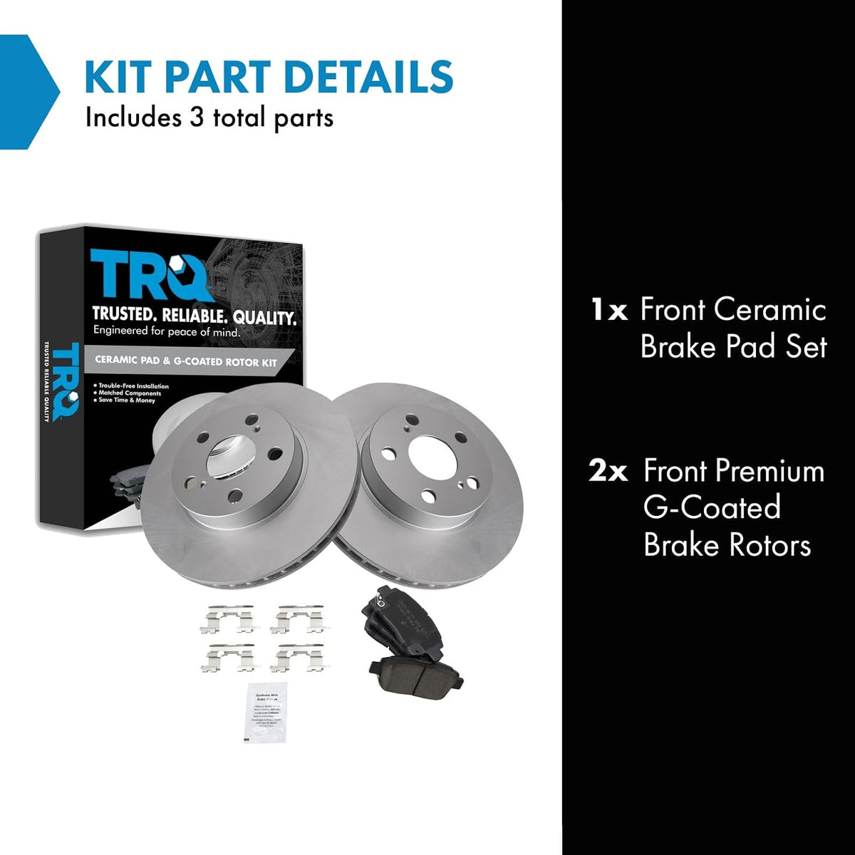 Front Ceramic Brake Pad and Rotor Set Coated