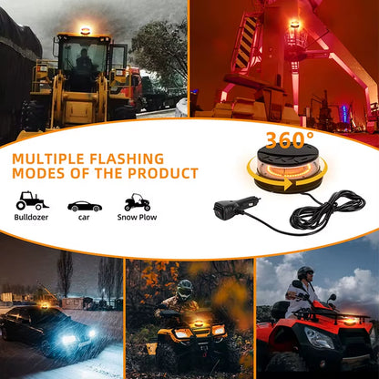 Amber LED Revolving Warning Beacon Light-Universal Vehicle Strobe for Trucks, Cars, Emergency Use