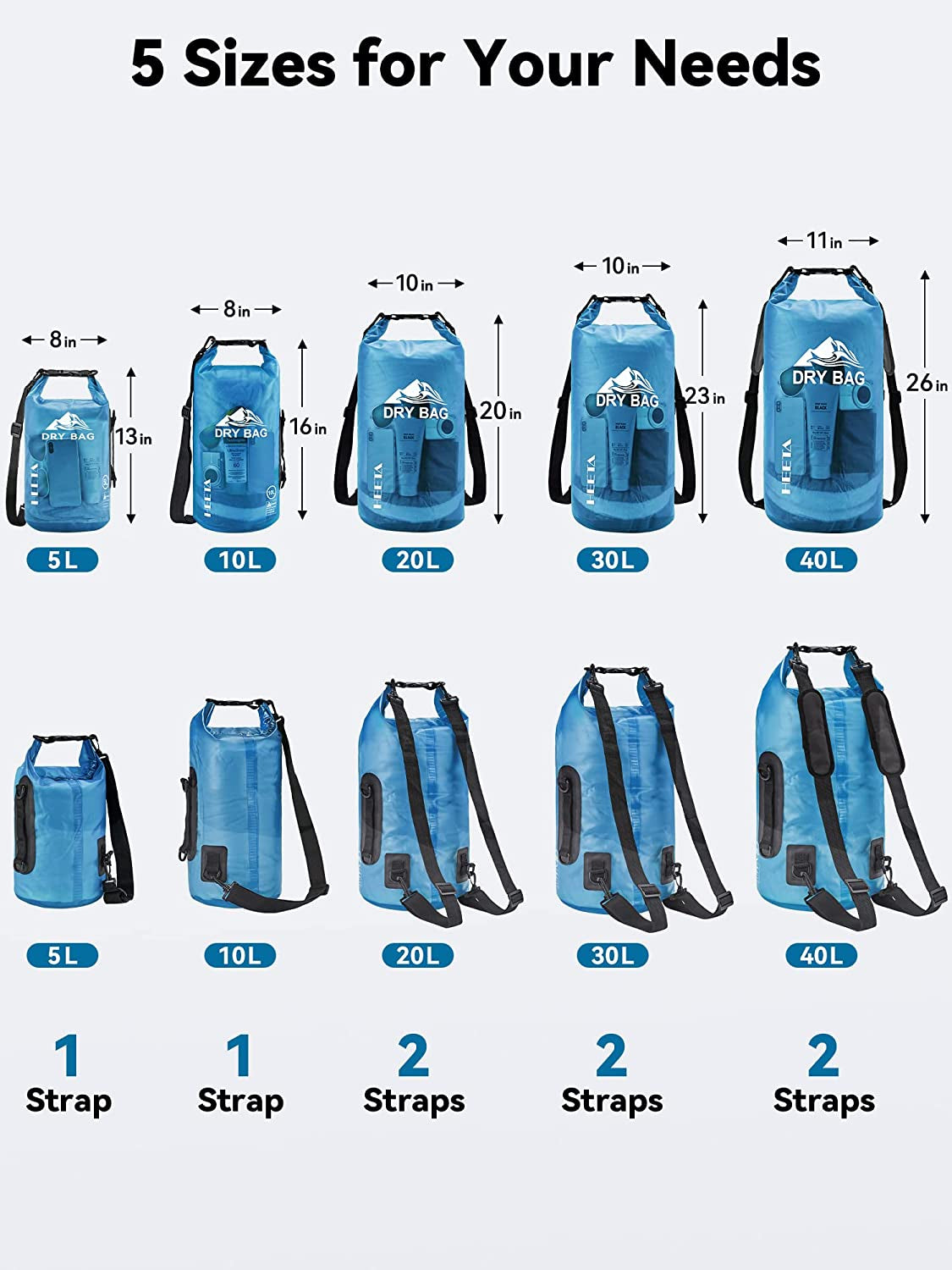 Dry Bag Waterproof Backpack with Phone Case 5L/10L/20L/30L/40L