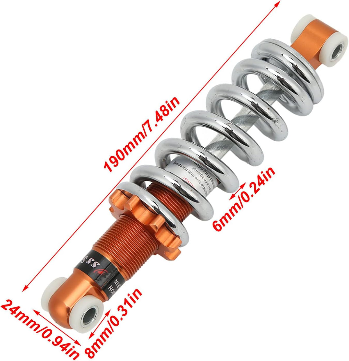Spring Suspension Damper, Universal 190mm Adjustable Motorcycle Shock Absorber Aluminum Alloy 1200lbs Loading for Scooter for Moped, suspension system