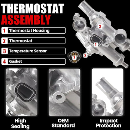 Upgrade Aluminium Thermostat Housing Assembly Compatible with Dodge Jeep Chrysler Vehicle - 200 Sebring Compass Patriot Avenger Caliber Journey 1.8L 2.0L 2.4L Replace 68003582AB