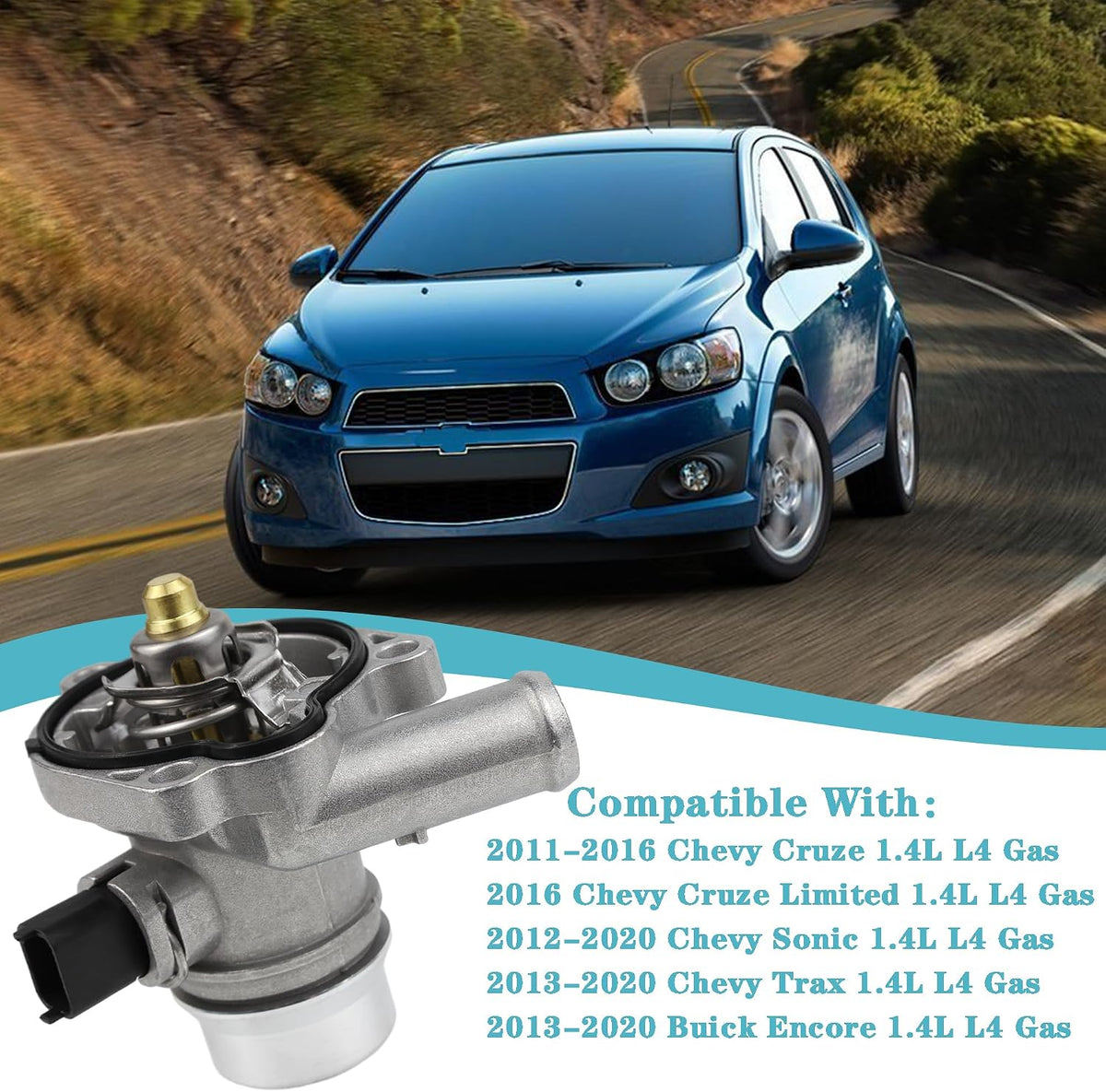 Aluminium Coolant Thermostat Housing Assembly Fit for Chevy 1.4L