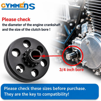 Centrifugal Clutch 3/4" Bore 12 Tooth for #35 Chain, Fit for 3/4" Bore Pedator 212cc, Honda GC GX and Most 2-6.5HP Small Engines performance Parts, MiniBike, Go Kart, Included Bolt and Washer Kit.