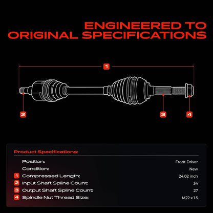 Front Left Driver Side CV Axle Shaft Assembly