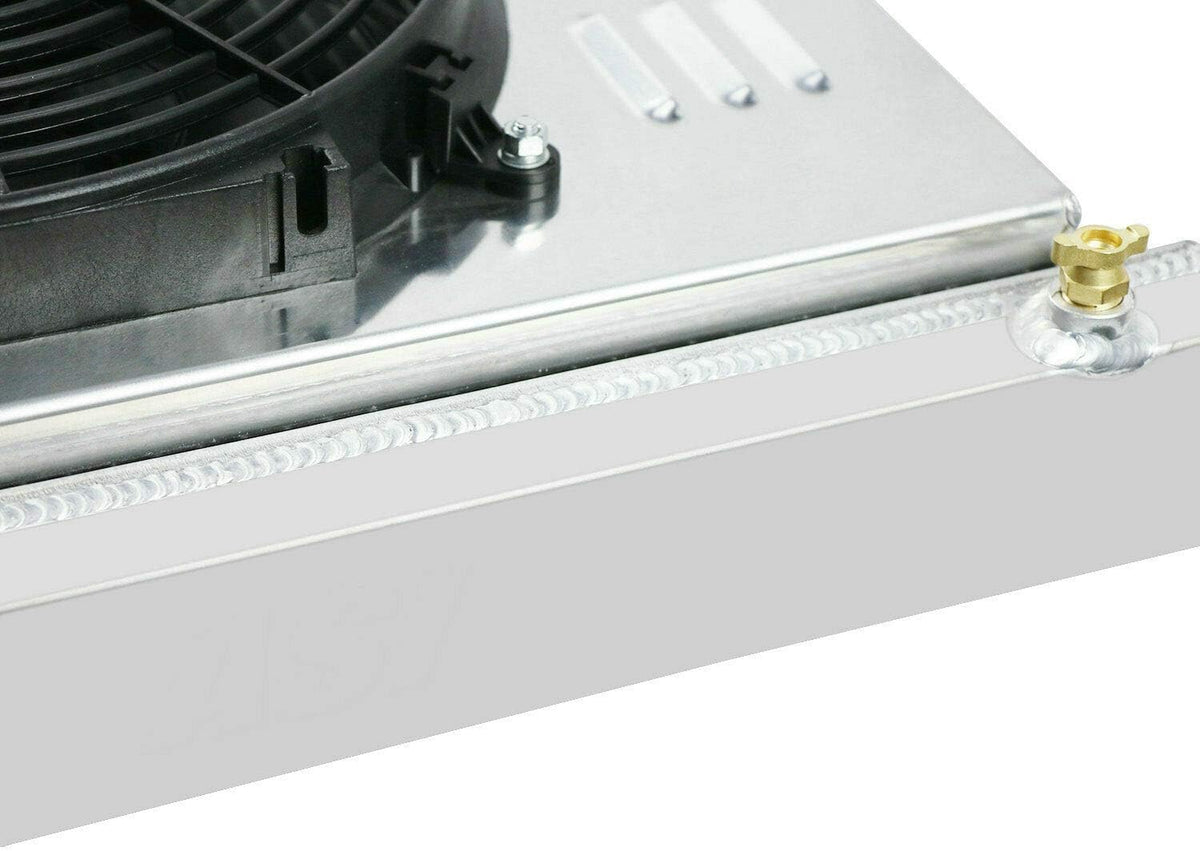 ALLOYWORKS 4 Row Core Aluminum Radiator For 1967-1972 Chevy C/K Series C10 C20 K10 K20 Pickup Suburban Truck Radiators, with 2 x 12" Fan w/Louver Shroud Thermostat Relay Wire Kit Radiator, OEM# CU369