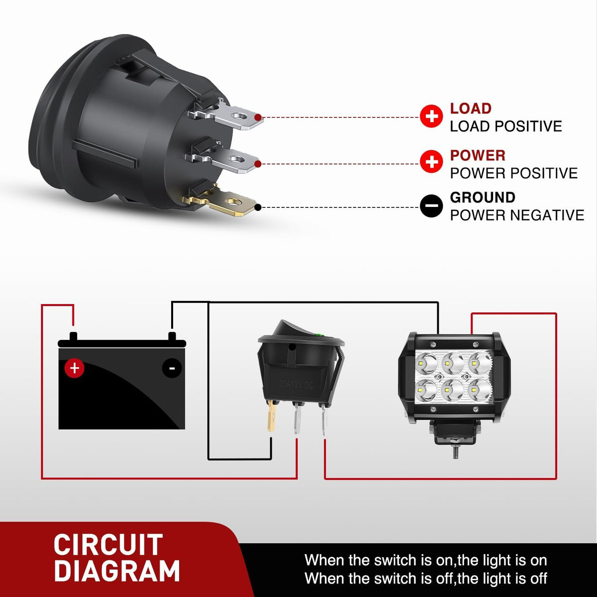 8PCS Round On Off Rocker Toggle LED Electrical Switch 12V