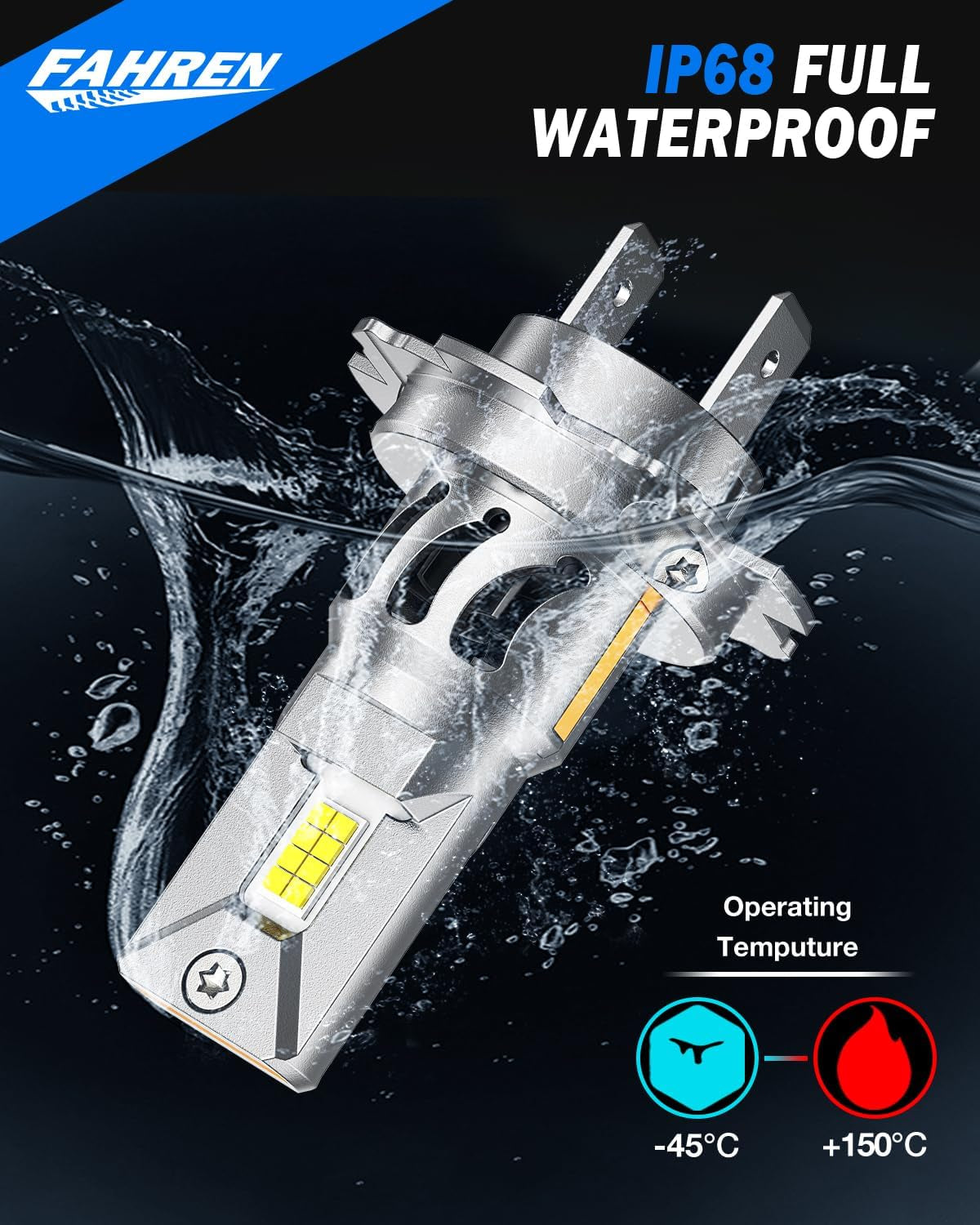 Upgraded H7 Headlight Bulbs, 90000LM 1500% Ultra-Brightness, Real 1:1 Halogen Size, 70000+ Longer Lifespan, 6500K White, IP68 Waterproof, CAN-Bus Ready Plug N Play, Pack of 2 Headlight Assemb
