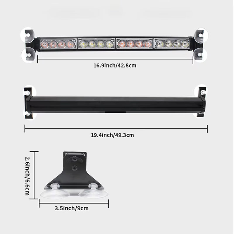 High Visibility Emergency Strobe Visor Light Bar - Windshield Mounted Safety Warning Beacon with Wireless Remote for Cars Trucks