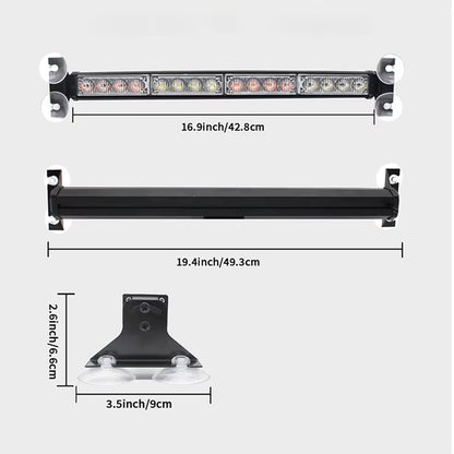 High Visibility Emergency Strobe Visor Light Bar - Windshield Mounted Safety Warning Beacon with Wireless Remote for Cars Trucks