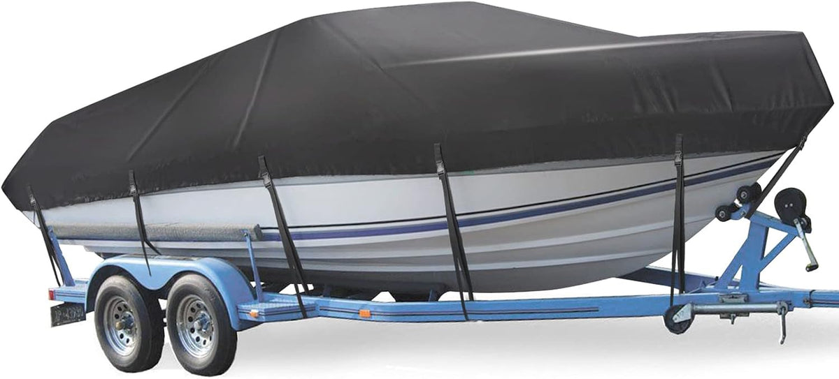 Boat Cover, Heavy Duty 17-19ft Waterproof Trailerable Boat Cover