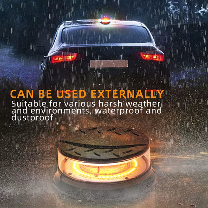 Amber LED Revolving Warning Beacon Light-Universal Vehicle Strobe for Trucks, Cars, Emergency Use