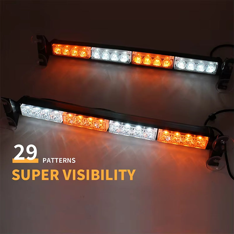 High Visibility Emergency Strobe Visor Light Bar - Windshield Mounted Safety Warning Beacon with Wireless Remote for Cars Trucks