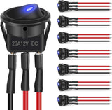 8PCS Round On Off Rocker Toggle LED Electrical Switch 12V