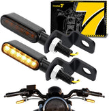 Luces LED secuenciales de giro para motocicleta, indicadores intermitentes delanteros y traseros, ajuste universal para Cruiser, Touring, Bobber, Cafe Racer y motos urbanas (negro-ámbar)
