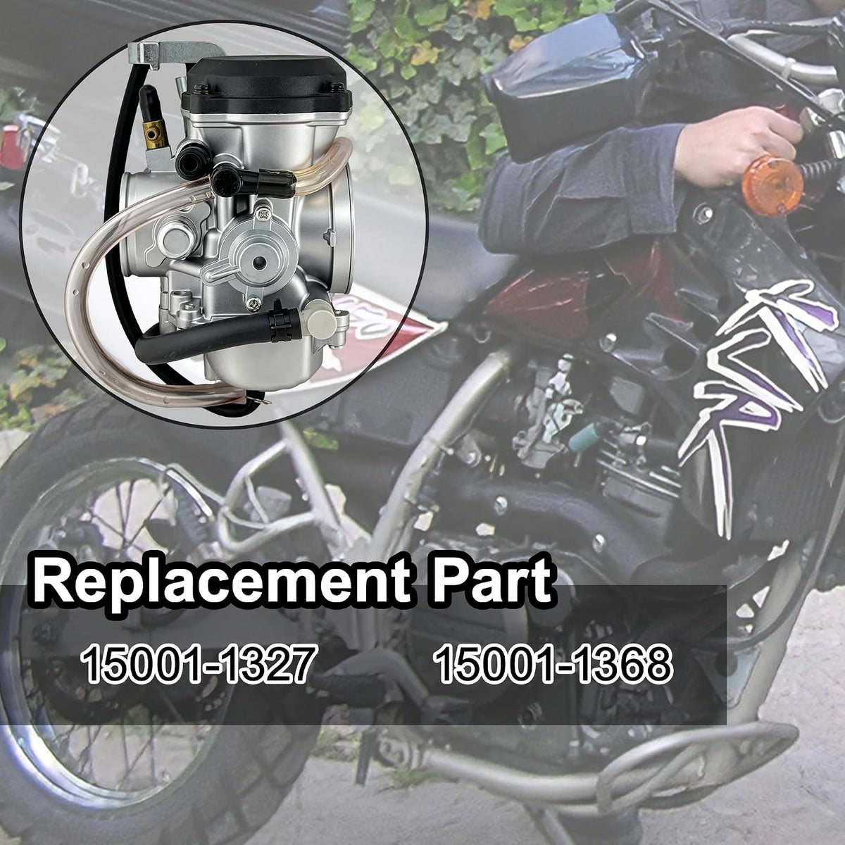 Carburetor Kit for Kawasaki KLR 650 1987-2007, Includes Intake Manifold Boot & Spark Plug, Replaces #15001-1327#15001-1368