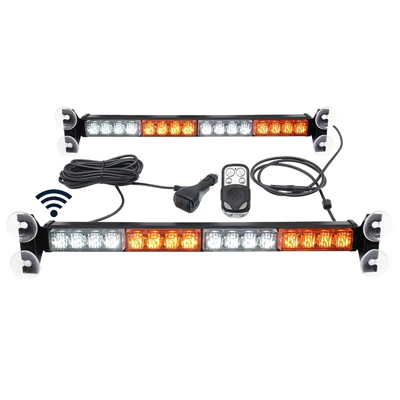 High Visibility Emergency Strobe Visor Light Bar - Windshield Mounted Safety Warning Beacon with Wireless Remote for Cars Trucks