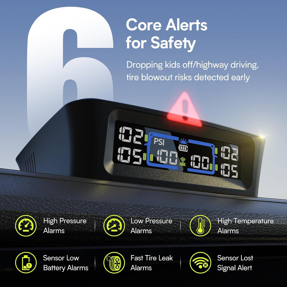 TM12 RV Tire Pressure Monitoring System, TPMS Set of 6 Sensors