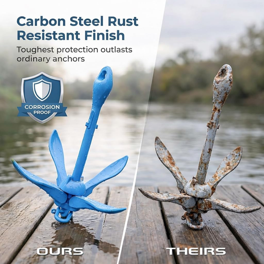 Kayak Anchor, 3.5 LB Folding Anchor System, Paddle Boards, Jet Skis & PWC