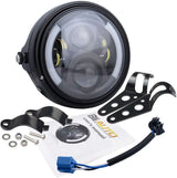 Faro delantero LED redondo de 7 pulgadas para motocicleta con carcasa, luces intermitentes ámbar y luces diurnas (DRL) de ojo de ángel blancas para H-arley, Yamaha, Kawasaki, Honda, moto urbana
