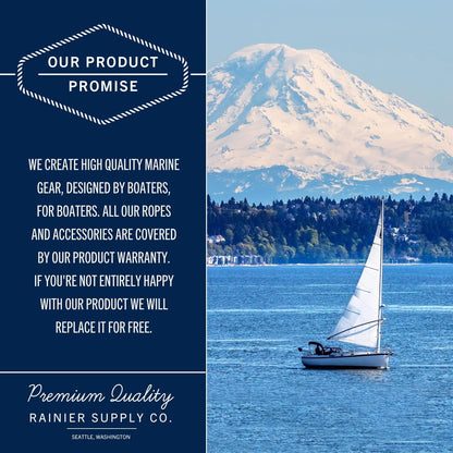 RainierSupplyCo Boat Anchor Rope - Double Braided Marine Rope Anchor Line - 100/150 / 200/300 ft Nylon Boating Line with 316 Stainless Steel Thimble and Heavy Duty Marine Grade