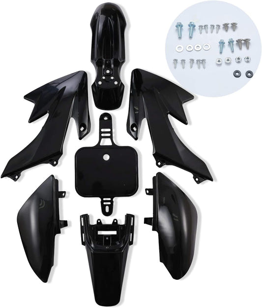 Plastic Fender Fairing Body Work Kit Set，Plastic Body Fender Kit 7 piece for 50cc 70cc CRF50 Chinese Mini Dirt Bikes
