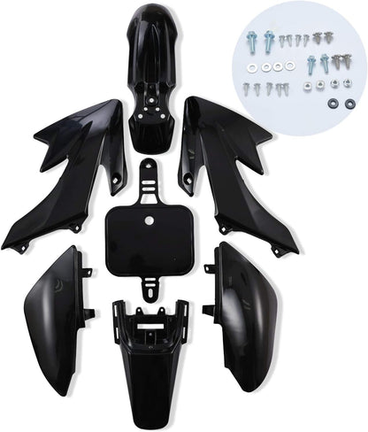 Plastic Fender Fairing Body Work Kit Set，Plastic Body Fender Kit 7 piece for 50cc 70cc CRF50 Chinese Mini Dirt Bikes