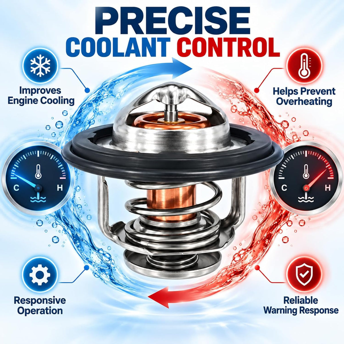 Engine Coolant Thermostat with Gasket, OEM 19301-PAA-306 19301-PLC-31 Direct Replacement, High Performance Engine Cooling System Accessory for Car, Truck, SUV, Van, Crossover, and More Vehicles