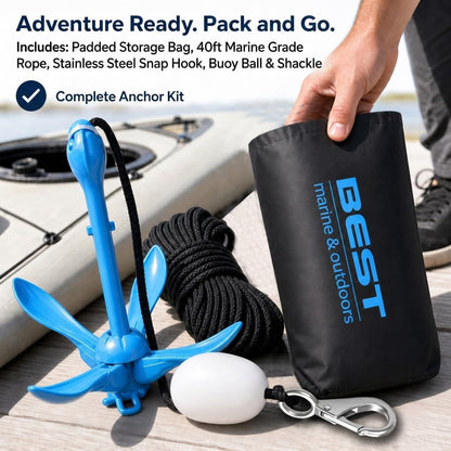 Kayak Anchor, 3.5 LB Folding Anchor System, Paddle Boards, Jet Skis & PWC