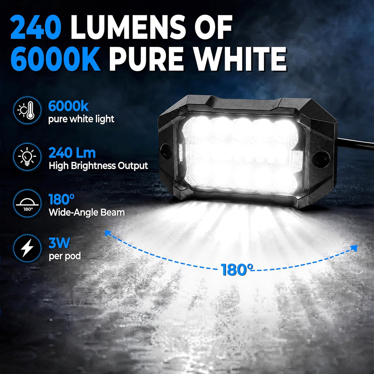 12 Pods Magnetic Metal Rock Lights, 6000K Pure White LED Rock Light Kit