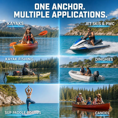 Kayak Anchor, 3.5 LB Folding Anchor System, Paddle Boards, Jet Skis & PWC