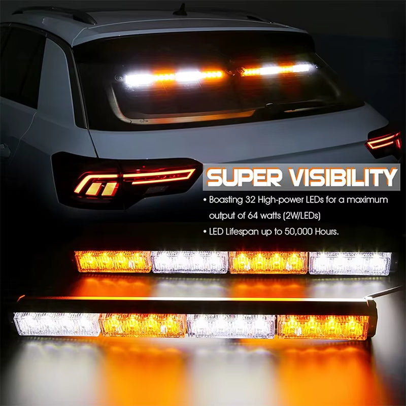 High Visibility Emergency Strobe Visor Light Bar - Windshield Mounted Safety Warning Beacon with Wireless Remote for Cars Trucks