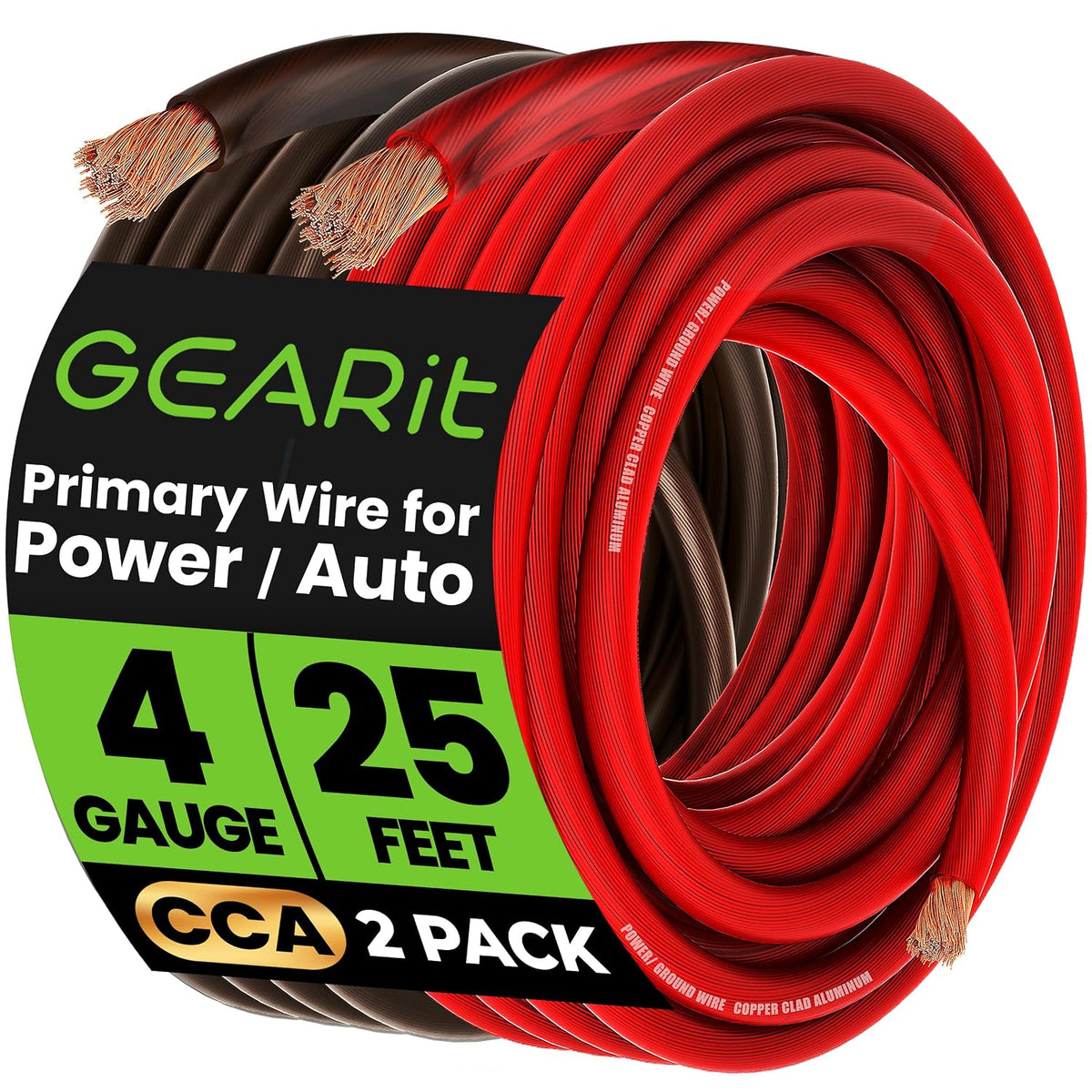 4 Gauge Wire 25 FT Black + 25 FT Red, 4 AWG Amp Wire Battery Wires