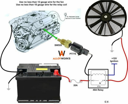 ALLOYWORKS 4 Row Core Aluminum Radiator For 1967-1972 Chevy C/K Series C10 C20 K10 K20 Pickup Suburban Truck Radiators, with 2 x 12" Fan w/Louver Shroud Thermostat Relay Wire Kit Radiator, OEM# CU369