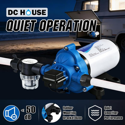 110 Volt RV Water Pressure Diaphragm Pump 4GPM 50PSI 33-Series 110V AC Camper On Demand Water Transfer Pump Electric with Power Plug for Bathroom Kitchen Food Truck Sprinkler Irrigation