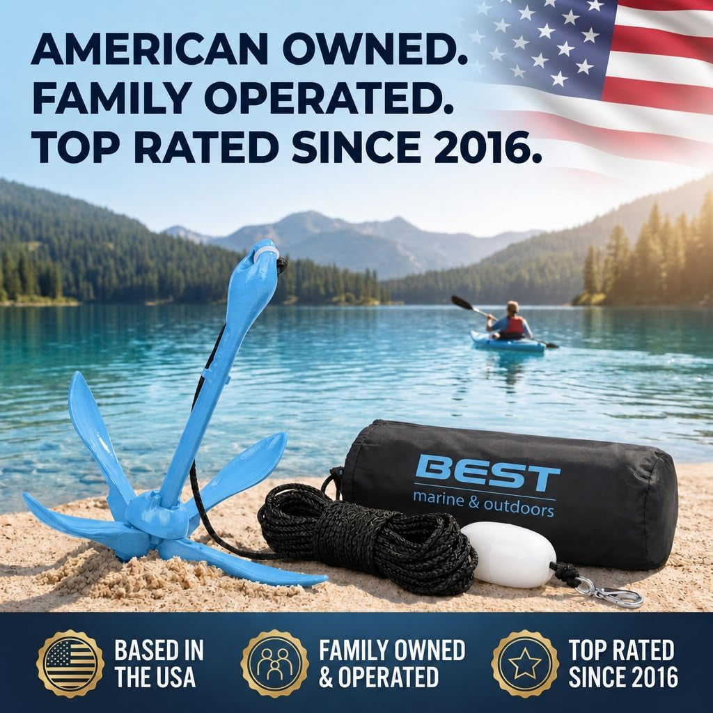 Kayak Anchor, 3.5 LB Folding Anchor System, Paddle Boards, Jet Skis & PWC