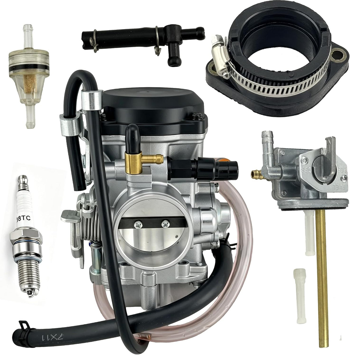 Carburetor Kit for Kawasaki KLR 650 1987-2007, Includes Intake Manifold Boot & Spark Plug, Replaces #15001-1327#15001-1368