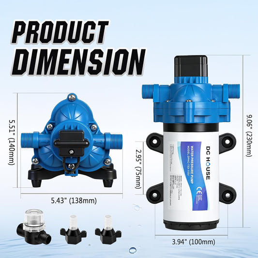 110 Volt RV Water Pressure Diaphragm Pump 4GPM 50PSI 33-Series 110V AC Camper On Demand Water Transfer Pump Electric with Power Plug for Bathroom Kitchen Food Truck Sprinkler Irrigation