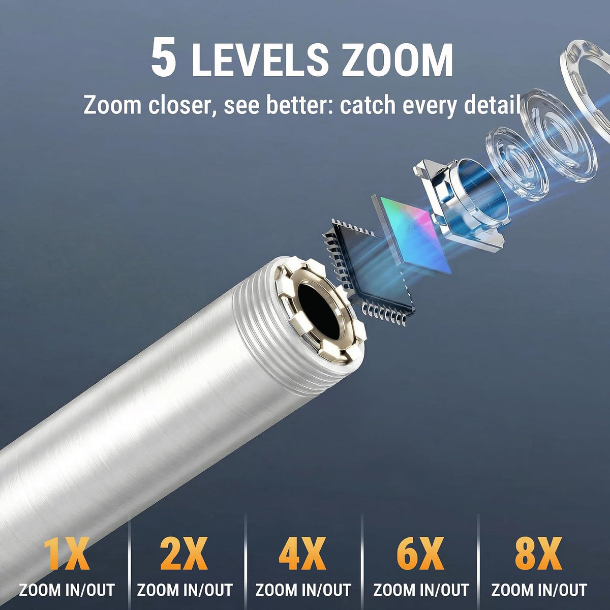 360° Articulating Borescope Camera, 6.2mm Borescope Endoscope with 5" IPS Screen, 1080P HD, 4.9FT Gooseneck Cable, IP67 Waterproof Snake Cameras with 6 Lights for Automotive, Plumbing