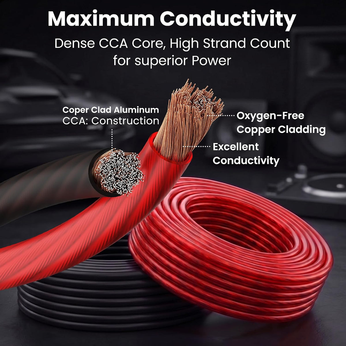 4 Gauge Wire 25 FT Black + 25 FT Red, 4 AWG Amp Wire Battery Wires