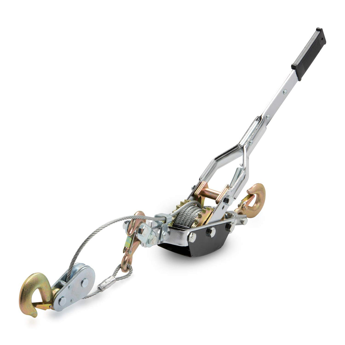 02256A Come Along Winch, 5-Ton (10,000 Lbs) Pulling Capacity, 10Ft, 3 Hook, Heavy Duty Power Cable Come Along Tool with Dual Gears, Hand Winch Cable, Automotive Hoist Winch Puller, Recovery Gear