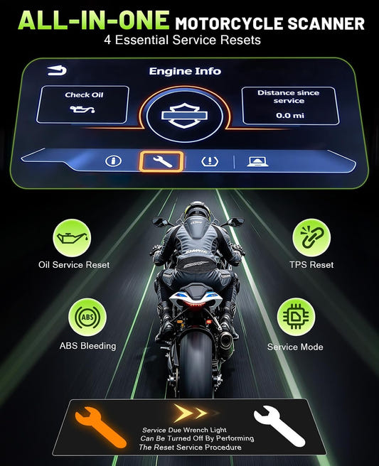 Motorcycle Scanner Diagnostic Tool with Printer, Oil Service Reset, M300