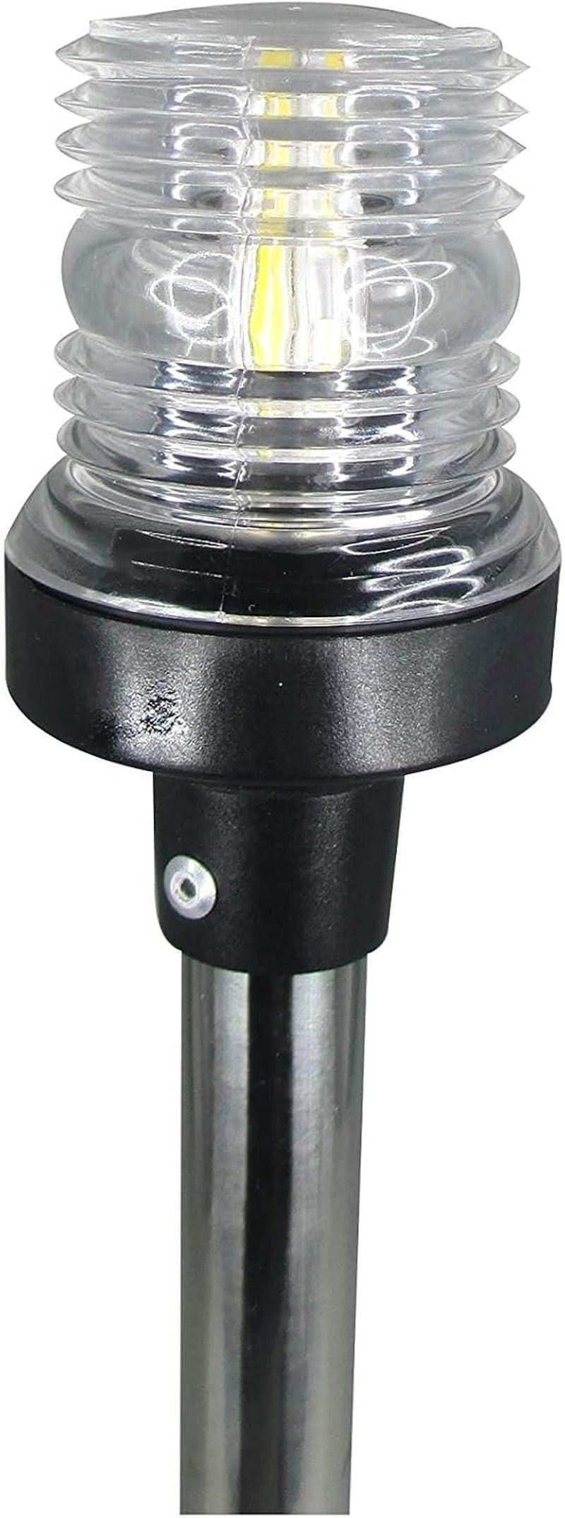 12V Marine Boat Yacht Pontoon Navigation Anchor Light 360 Degrees All Around Nature White LED Splashproof Black Housing USCG Certified Approved (Plug-in Base (H=25"))