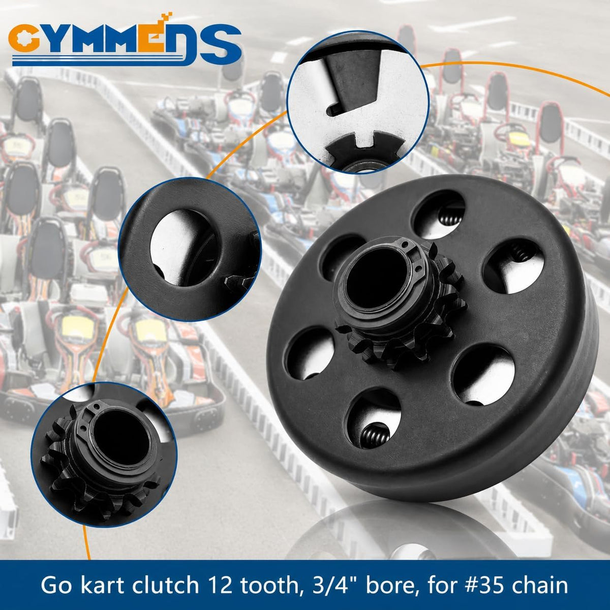 Centrifugal Clutch 3/4" Bore 12 Tooth for #35 Chain, Fit for 3/4" Bore Pedator 212cc, Honda GC GX and Most 2-6.5HP Small Engines performance Parts, MiniBike, Go Kart, Included Bolt and Washer Kit.