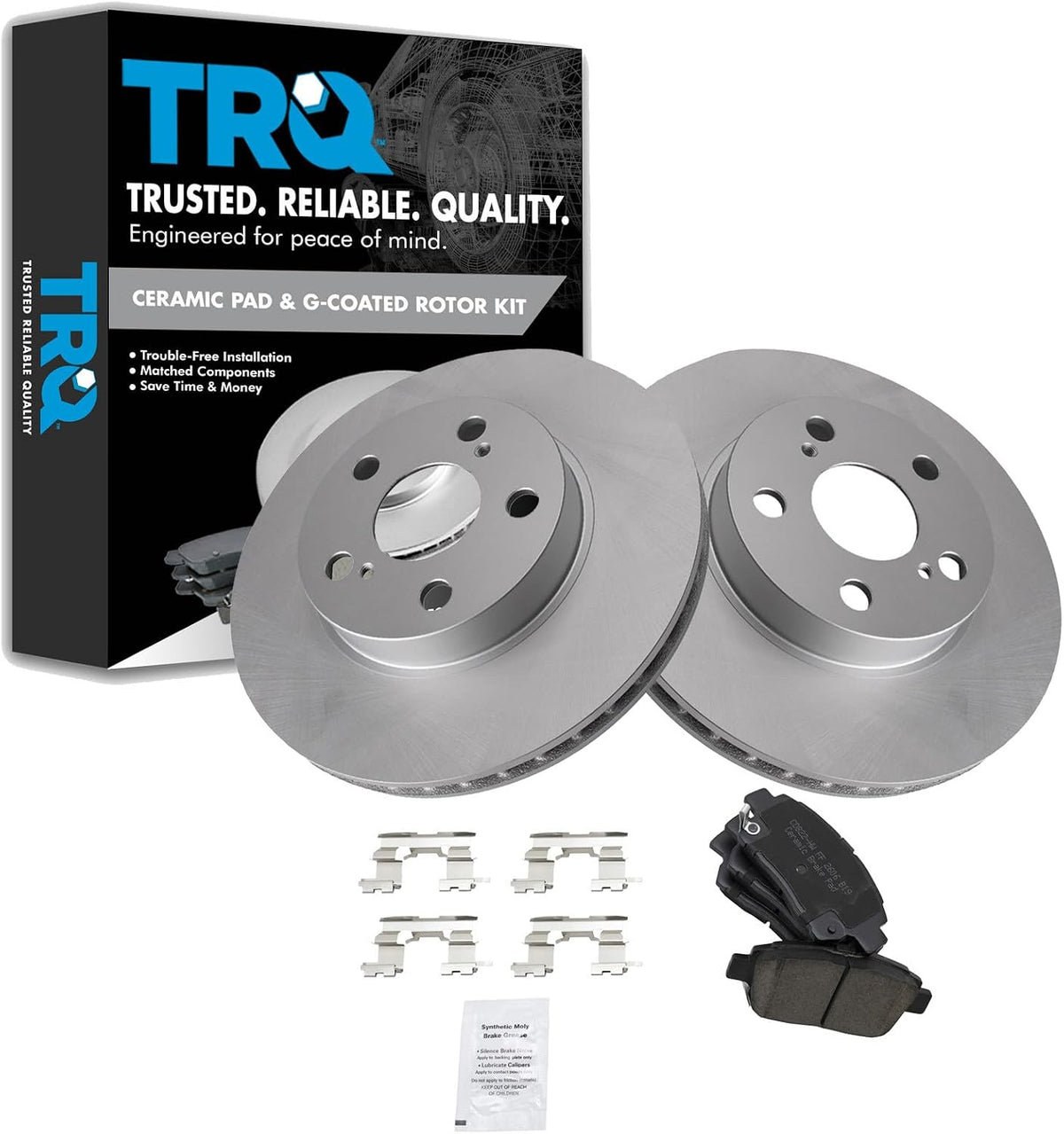 Front Ceramic Brake Pad and Rotor Set Coated