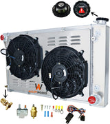 ALLOYWORKS 4 Row Core Aluminum Radiator For 1967-1972 Chevy C/K Series C10 C20 K10 K20 Pickup Suburban Truck Radiators, with 2 x 12" Fan w/Louver Shroud Thermostat Relay Wire Kit Radiator, OEM# CU369