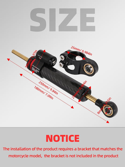 10" Carbon Fiber Universal Motorcycle Steering Damper,NO Bracket
