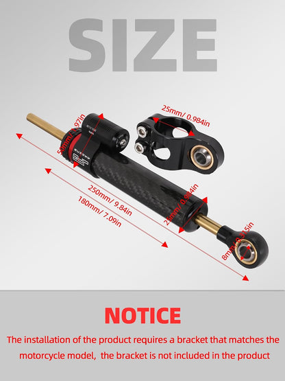 10" Carbon Fiber Universal Motorcycle Steering Damper,NO Bracket