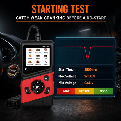 2-in-1 OBD2 Scanner with 12V Battery Tester Car Repair Diagnostic Tool